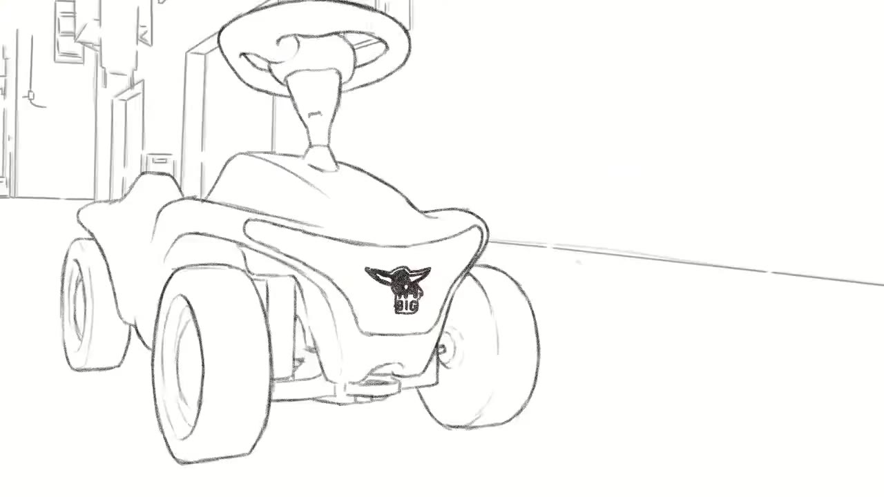 Pencil sketch of the Bobby Car NEO ride-on toy